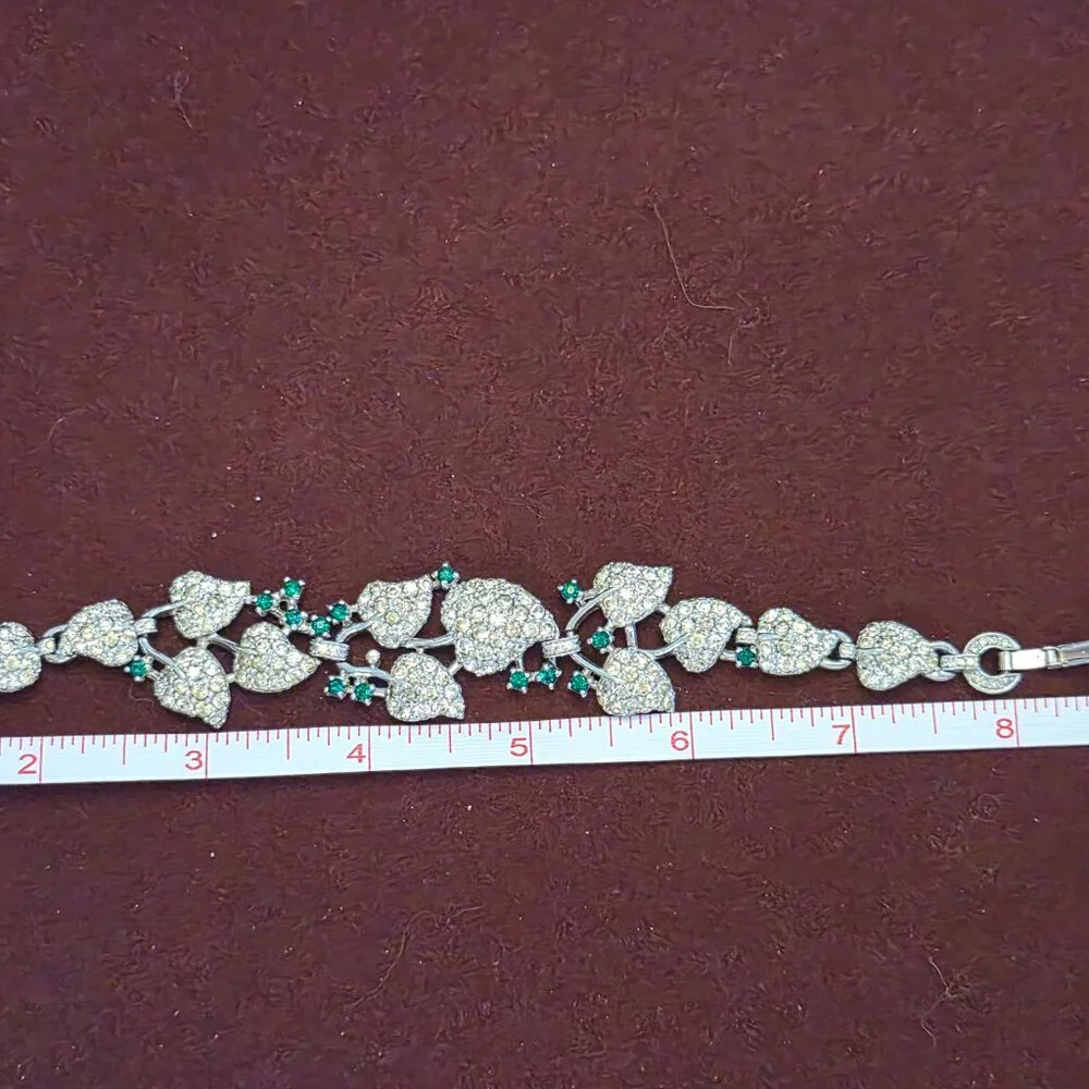 Signed Pennino Rhinestone Bracelet 7.5” Vintage 1930s–40s NY Designer Jewelry - Picture 4 of 5